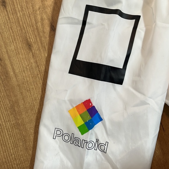 Retro 90's POLAROID Windbreaker White Rainbow Zip Up Jacket Unisex Adult Small - Picture 7 of 8